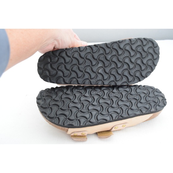 Birkenstock Uji Nubuck 38 7 Narrow Leather Sandals Beige Adjustable Straps - Picture 6 of 8